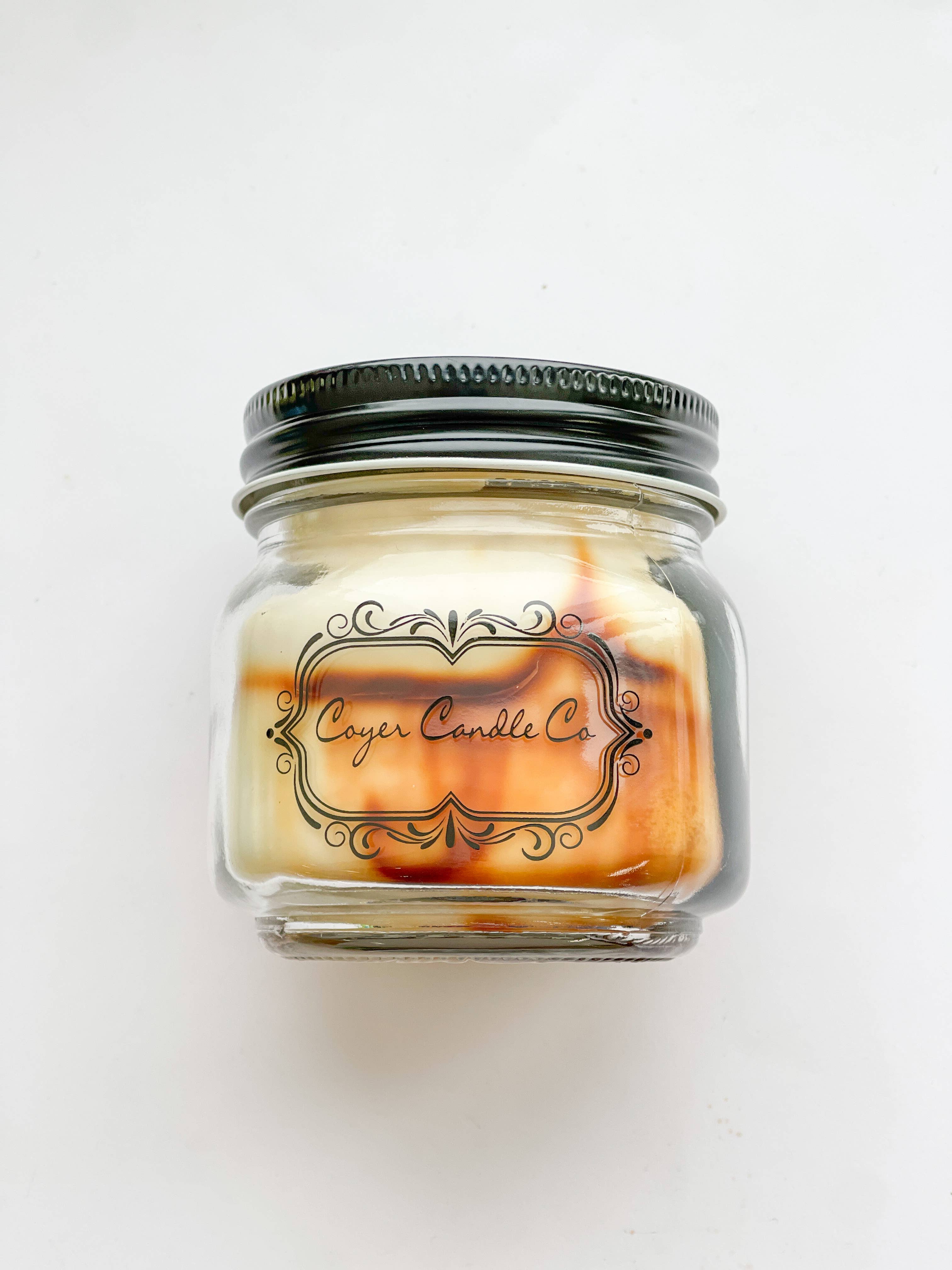 8 oz. Mason Jar Candles - Signature Collection: Add barcode to warning label / Pecans 'n Maple Syrup