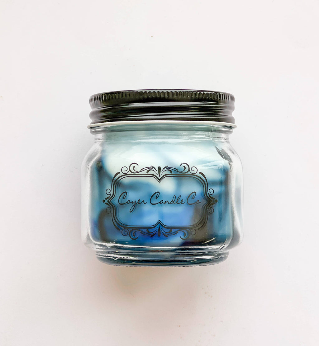 8 oz. Mason Jar Candles - Summer Collection: Need barcode added to warning label / Beach Day